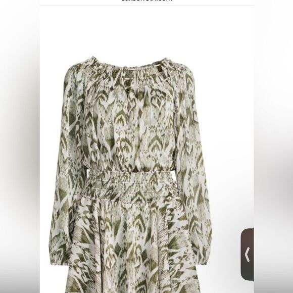 NWT Misa Los Angeles Mercy mini dress in green ikat pattern S - Picture 2 of 15